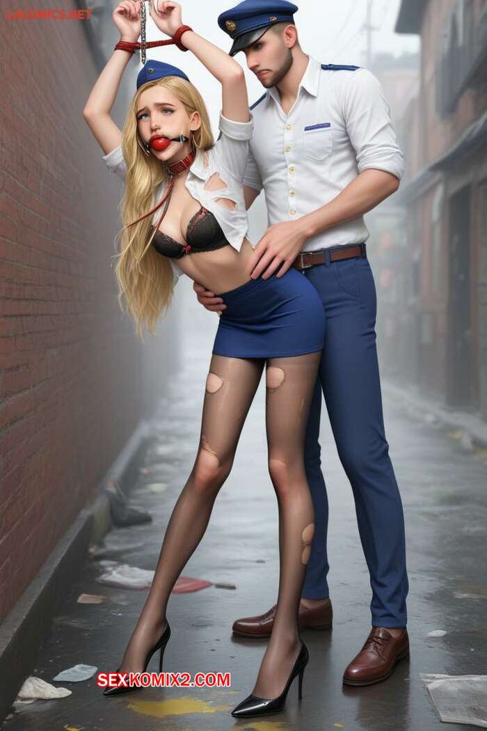 Porno comic Bondage Stewardess Blonde Hat. AI Generated
