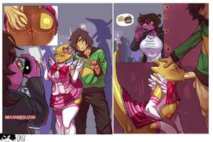 Porno comic Deltarune. Alphys x Kris x Susie. OkuMakimura