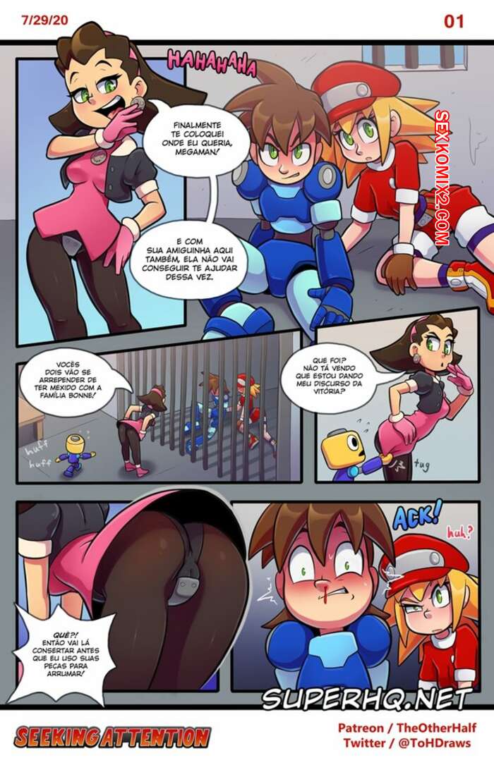 Porno comic Mega Man fodendo a vilã gostosa