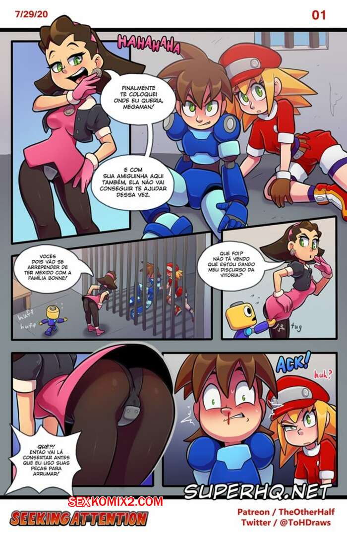 Porno comic Mega Man fodendo a vilã gostosa